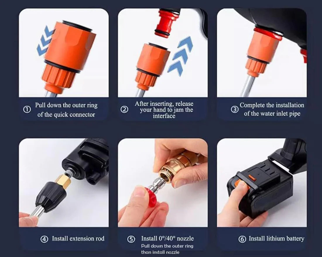 Car Washer High Pressure Gun Cordless Portable Wireless Pressure Washer Gun 48V 12000mah High Pressure Water for Car Wash Bike Washing Cleaning| Adjustable Nozzle and 5M Hose Pipe (Multicolour)