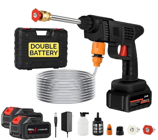 Car Washer High Pressure Gun Cordless Portable Wireless Pressure Washer Gun 48V 12000mah High Pressure Water for Car Wash Bike Washing Cleaning| Adjustable Nozzle and 5M Hose Pipe (Multicolour)